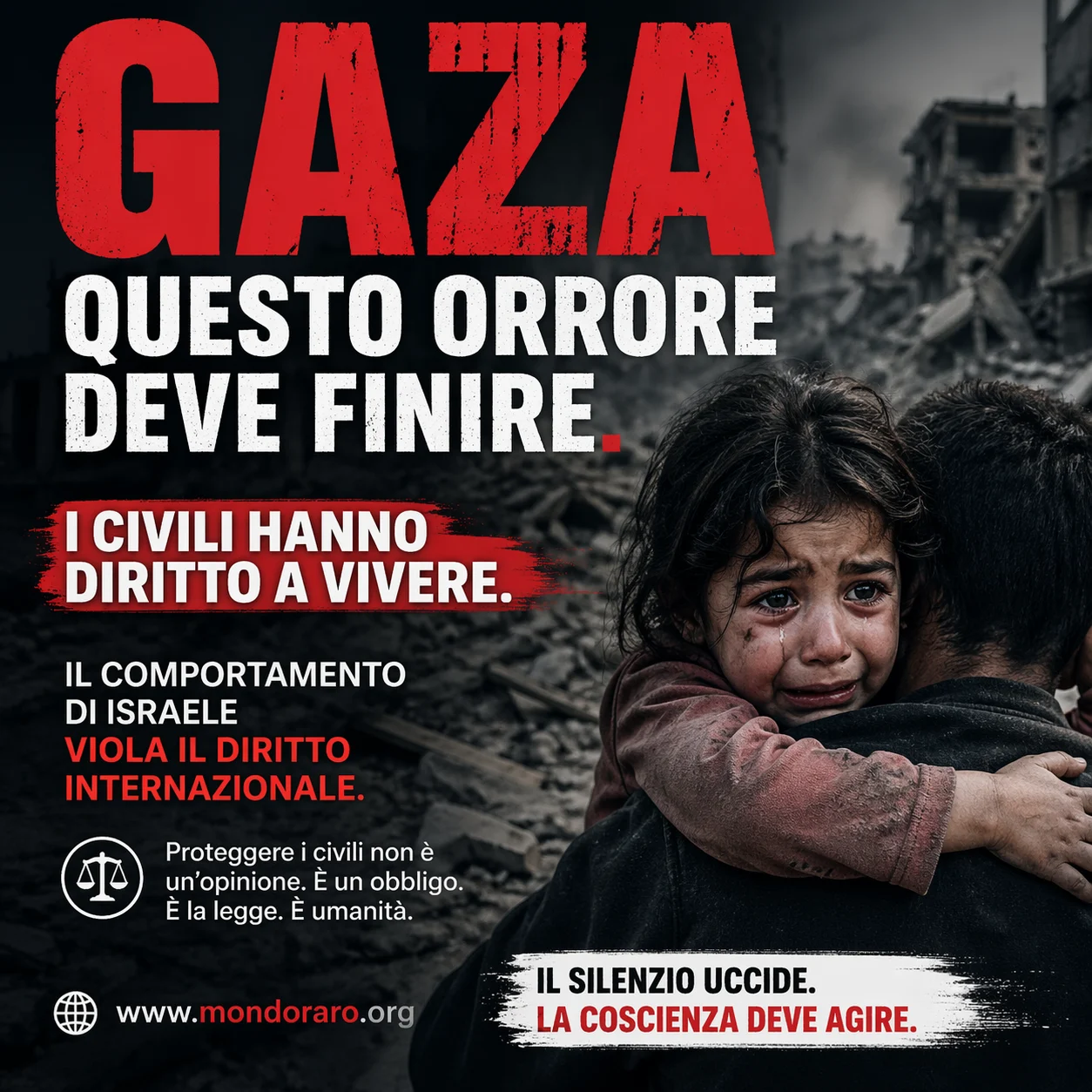 Gaza, continuano morte e ferite: un orrore che deve finire, i civili hanno diritto a vivere