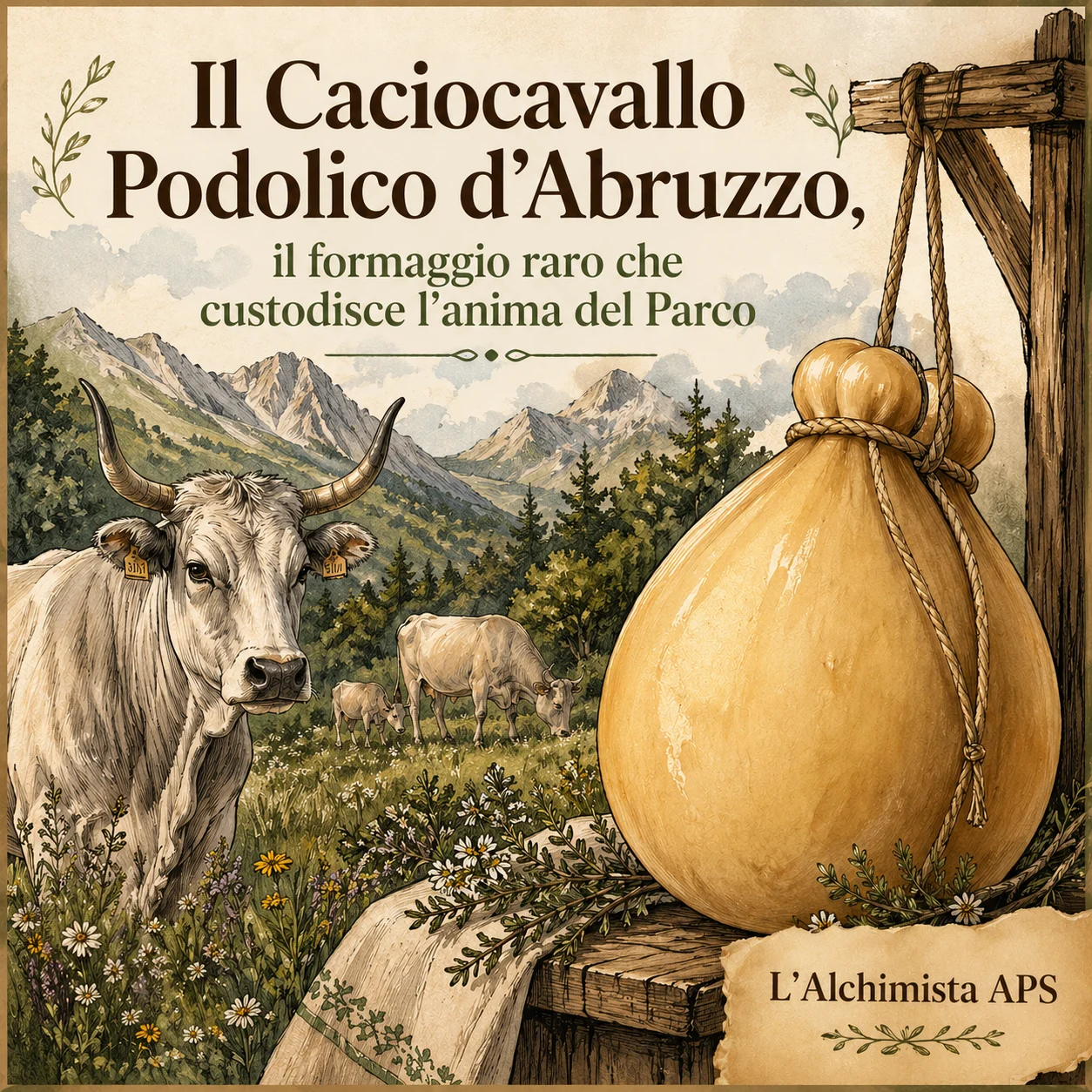Il Caciocavallo Podolico d’Abruzzo, il formaggio raro che custodisce l’anima del Parco