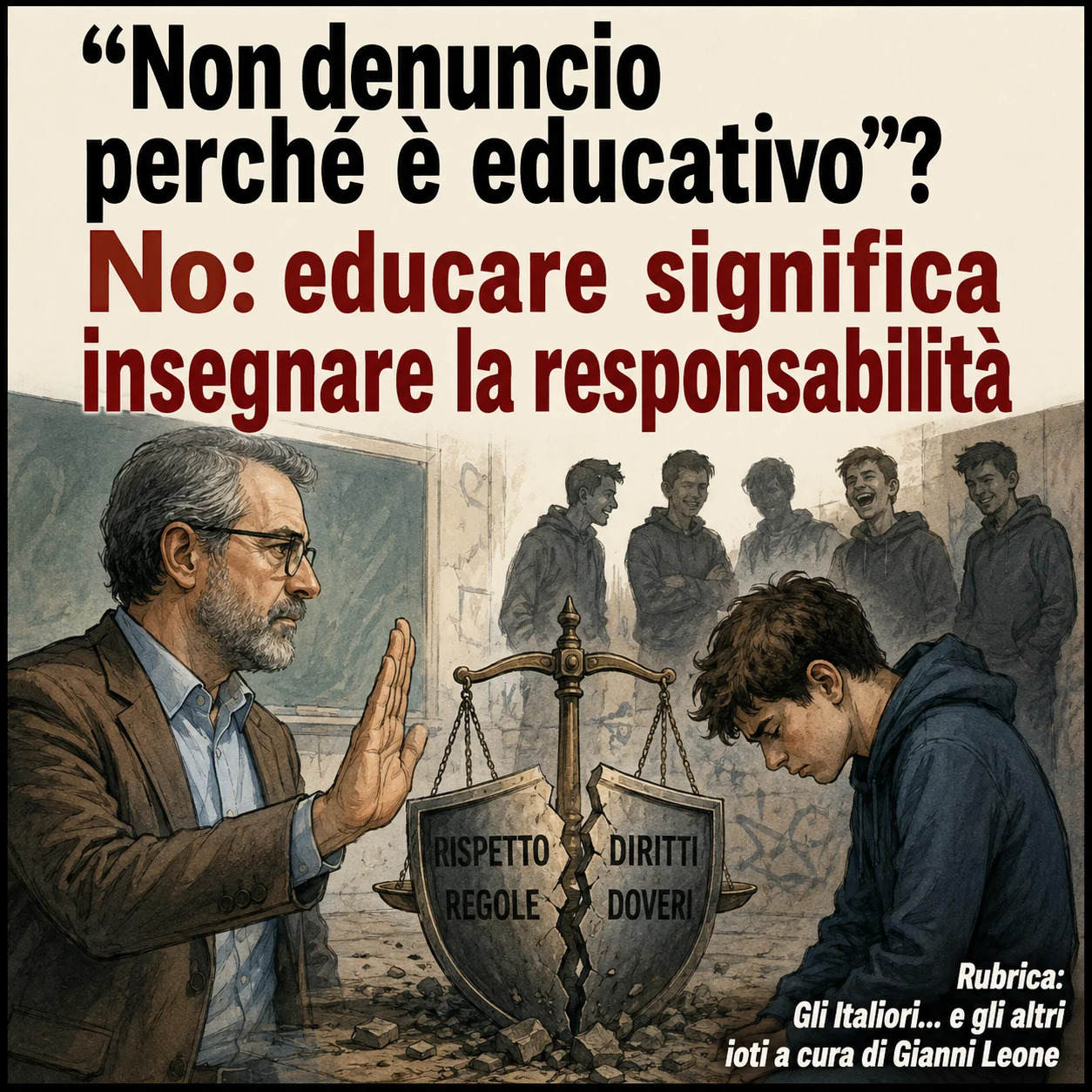 “Non denuncio perché è educativo”? No: educare significa insegnare la responsabilità